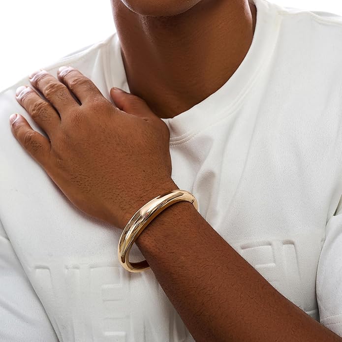 Women's Gold and Silver Cuff Bracelets Wide Chunky Bangle Set Hinged Minimalist Open Cuff Bracelet Stackable Bold Jewelry Gifts