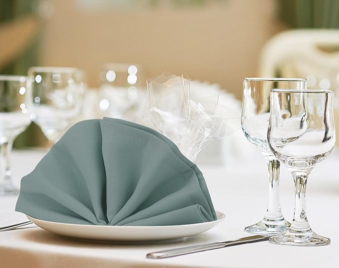 Utopia Home [24 Pack, Light Grey] Cloth Napkins 17x17 Inches, 100% Polyester Hemmed Edges, Washable and Reusable Ideal for Parties, Weddings and Dinners