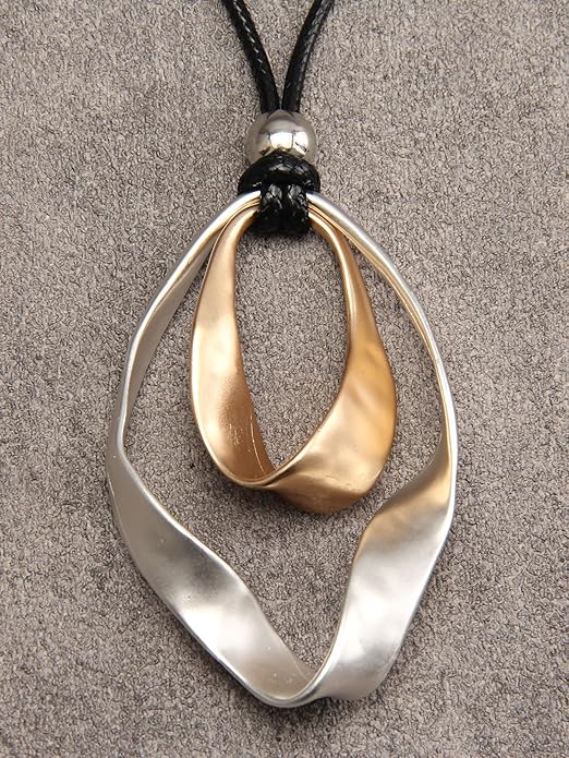 GelConnie Boho Necklaces for Women Vintage Silver Circles Long Pendant Necklace Cowgirl Sweater Necklace Adjustable Leather Choker Necklace for Women