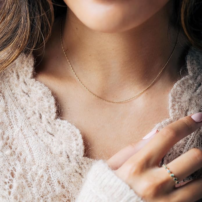 BEAYEG 14K Gold Chain Necklace for Women, Solid Chain Necklace, Hypoallergenic Durable Everyday Gold Jewelry Gift Ready (Length, 20inchs,Diameter1.6mm/1.8mm/2mm