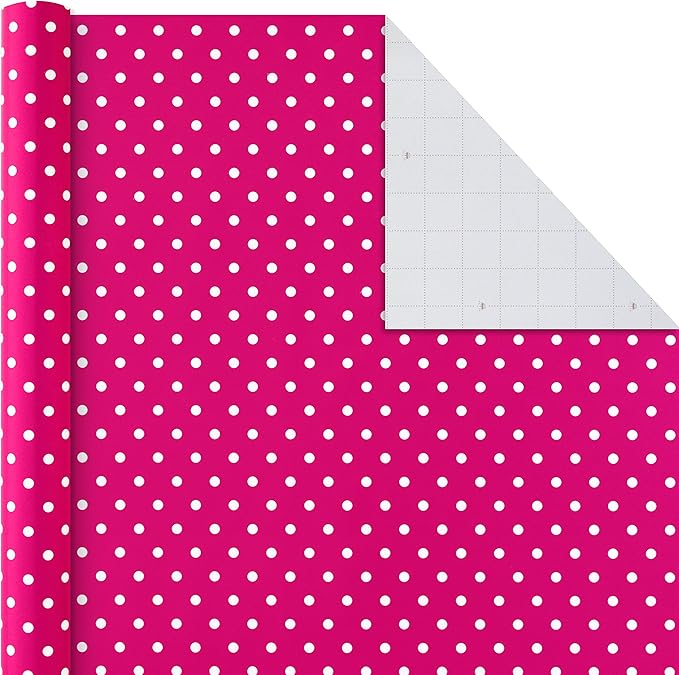 Hallmark All Occasion Wrapping Paper Bundle with Cut Lines on Reverse (Pack of 6; 180 sq. ft. ttl.) Solids, Polka Dots & Stripes for Birthdays, Easter, Mothers Day, Weddings, Baby Showers (5JXW1746)