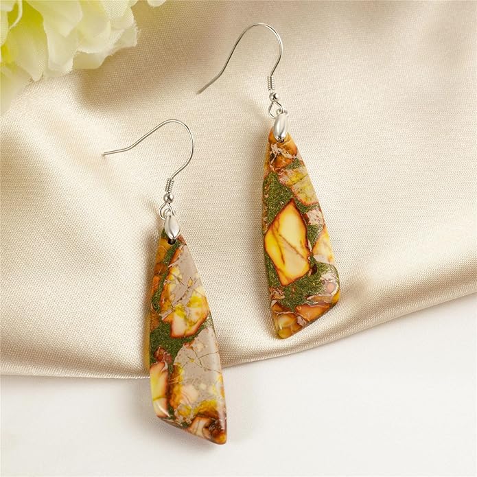 SELOVO Jasper Stone Earrings for Women Trendy Dangle Earrings Fishhook Drop Earrings