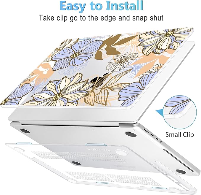 Mektron Case for MacBook Pro 16" M4 A3403 A3186 M3 A2991 M2 A2780 M1 A2485 (2021/2023/2024) Pro/Max with Touch ID, Hard Shell Plastic Laptop Cover Keyboard Cover Screen Protector, Abstract Floral