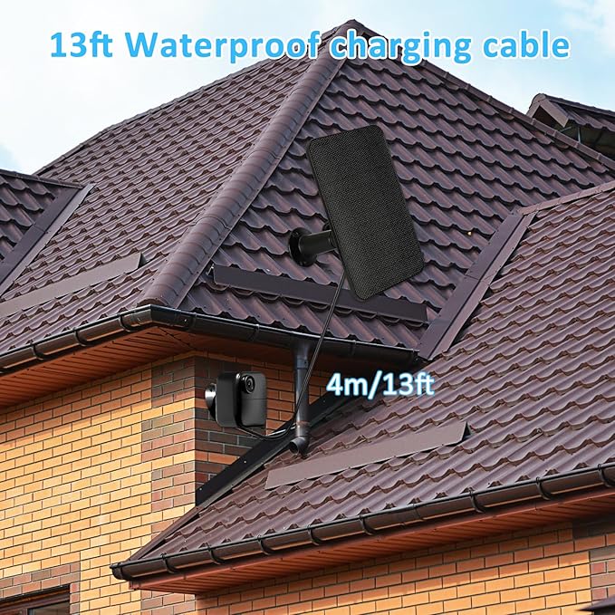 6W Solar Panel Charger for Blink Outdoor 4 (4th Gen), Solar Panel with 13.1ft Waterproof Charging Cable, Waterproof Rubber Plug, 360°Adjustable Mount and Micro USB and Type-C Port (for Blink 4-3PC)