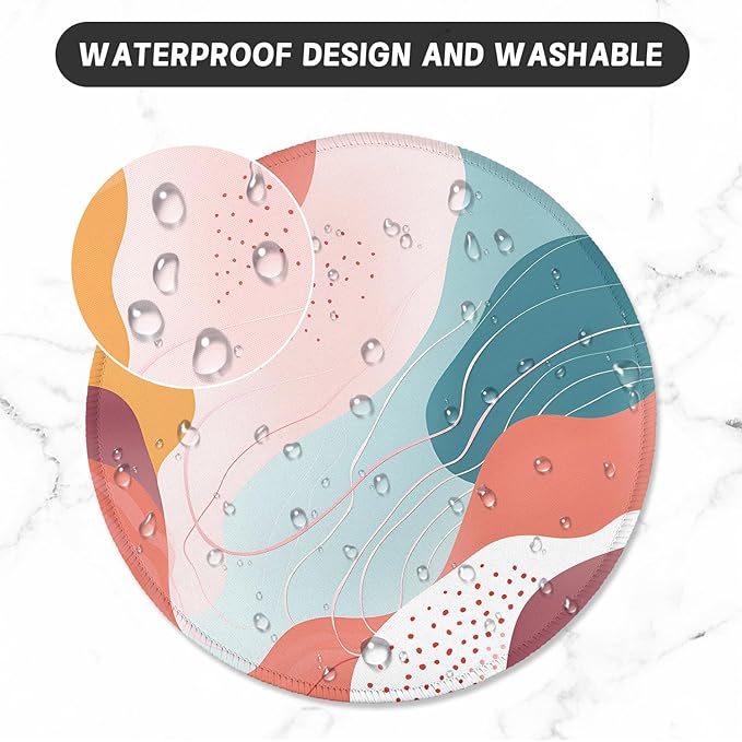 ITNRSIIET Round Mouse Pad with Stitched Edge Premium-Textured Waterproof Non-Slip Rubber Base Desktop Protection Mat Diameter 8.7 inches, Art Style Pattern