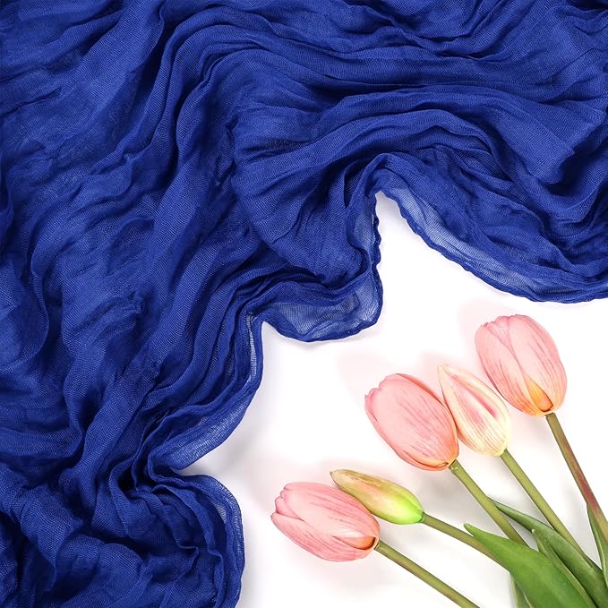 6 Pack Royal Blue Cheesecloth Table Runner 10FT Boho Cheese Cloths Gauze Fabric Table Runners 120 Inch Rustic Sheer for Wedding Birthday Party Baby Shower Centerpiece Home Decorations