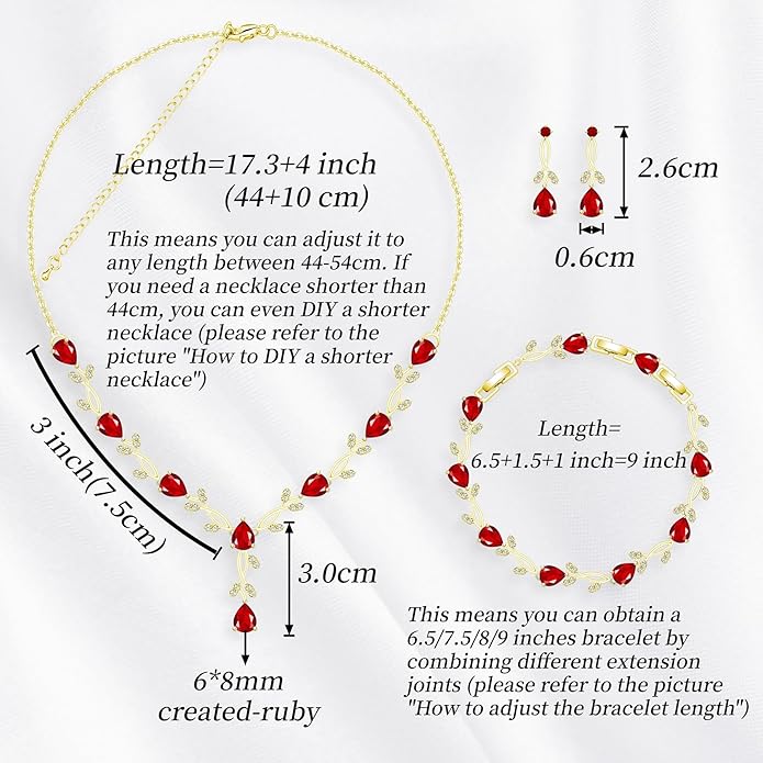 GZWHD Wedding Jewelry Sets for Bride Bridesmaid Women Cubic Zirconia Necklace Earrings Bracelet Set Gift for Mother Friend Wife Daughter Sister Party Prom Jewelry