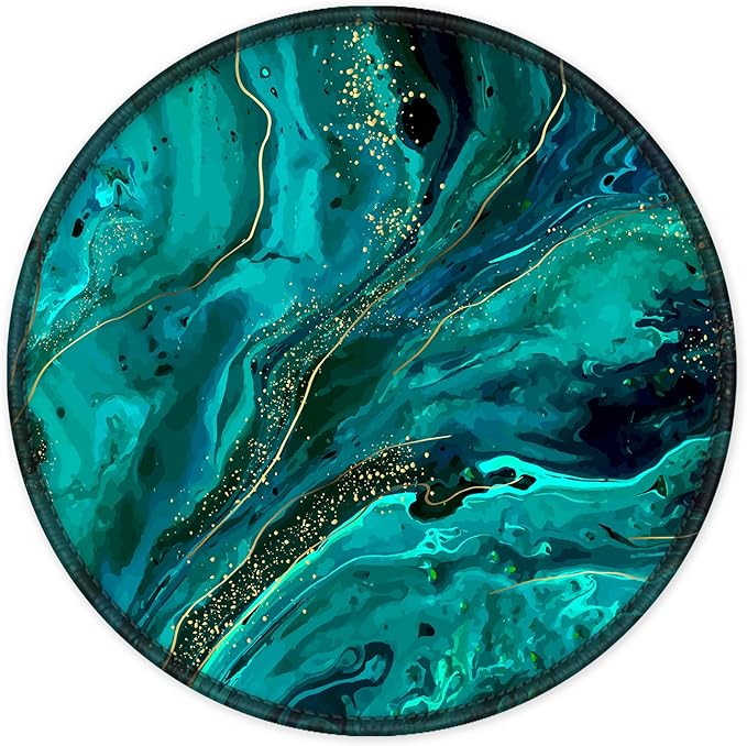 ITNRSIIET Round Mouse Pad with Stitched Edge Premium-Textured Waterproof Non-Slip Rubber Base Desktop Protection Mat Diameter 8.7 inches, Green Marble