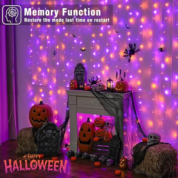 66FT 200 LED Christmas Lights Outdoor, Orange & Purple Christmas String Lights Waterproof with 8 Modes, Connectable Clear Wire Twinkle Light for Indoor Home Tree Xmas Garden Decorations
