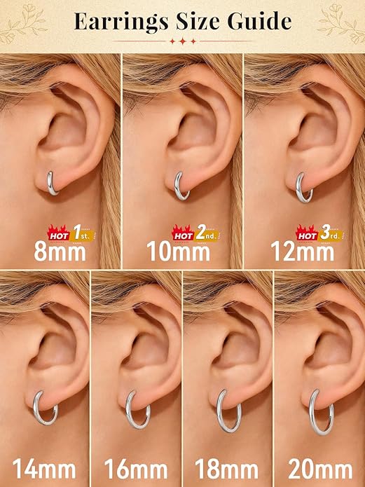 FaithHeart Sterling Silver Hoop Earrings for Women, Hypoallergenic Huggie Hoop Earrings Lightweight Small Cartilage Earrings Hoop Earring Dainty Everyday Earrings 6/8/10/12/14/15/16/18/20mm