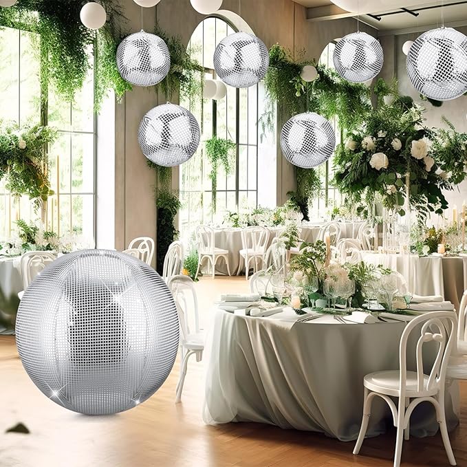HyDren 1 Set Inflatable Disco Ball with Cover Foldable Hanging Mirror Disco Ornaments for Christmas Wedding Birthday Baby Shower Bachelorette Party Indoor Outdoor (2.5 Feet)