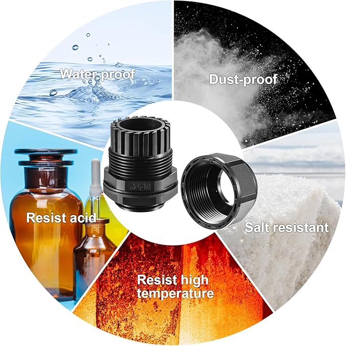 10 PCS 3/8"(5-10mm) NPT Nylon Cable Gland Joints with Gaskets, IP68 Adjustable Lock Nut Strain Relief Cord Grip Waterproof Cable Glands - UL Listed and RoHS Compliant