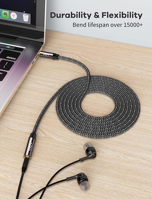 VIOY Headphone Extension Cable 10 FT,[Copper Shell, Hi-Fi Sound] 3.5 mm Male to Female Stereo Audio Cable Nylon Braided Aux Cord for Smartphones, Tablets, Media Player