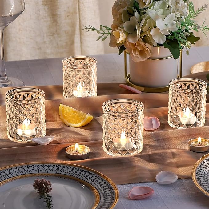 36pcs Gold Votive Candle Holders for Table Centerpiece, Glass Tea Light Candle Holder Set for Wedding Decor Home Party Decoration
