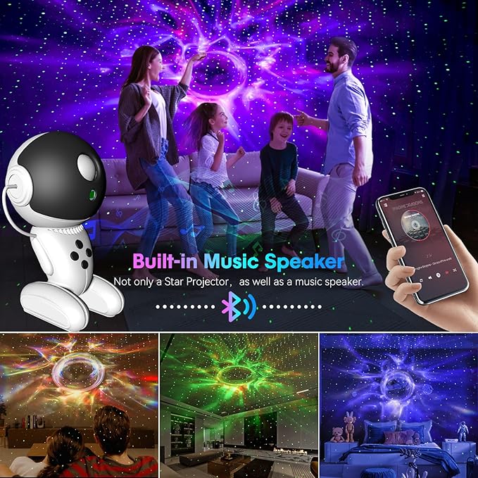 Astronaut Robot Star Galaxy Projector, Night Light with White Noise, Music Speaker, Timer, App Control Starry Nebula Ceiling Projector for Adult Kid's Bedroom Decor Birthday Gift
