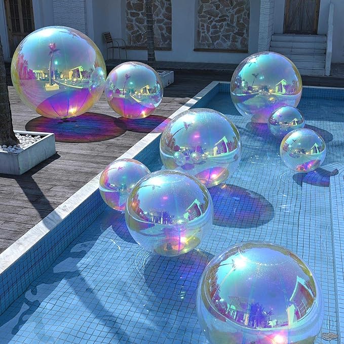 Yescom 20" Inflatable Mirror Ball Giant Iridescent Reusable Hanging Large Disco Balloon Decoration for Party Wedding Event Concerts Stage Decor