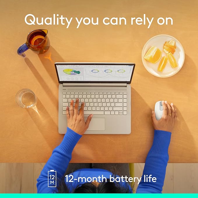 Logitech M196 Bluetooth Wireless Mouse, Compact and Portable Mouse for Laptops, Tablets and More, 12-Month Battery, Smooth Tracking, Compatible with PC and Mac, Windows and macOS - Off White