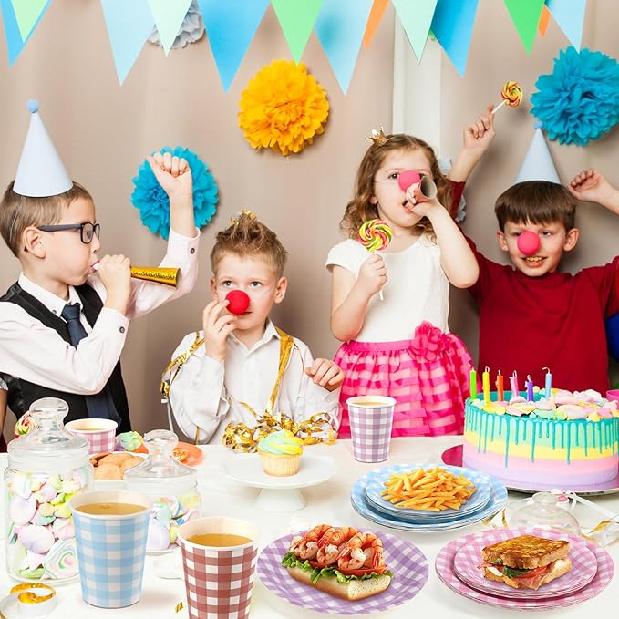 Havawish 360 Pcs Gingham Party Supplies for 60 Guests Checkered Disposable Paper Plates Cups Knife Fork and Spoon Plaid Dinner Plates Tableware Set for Picnic Wedding Birthday