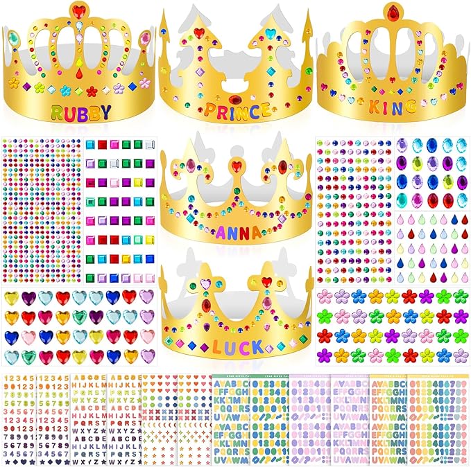 Gold Paper Crowns, Diy Birthday King Crowns Craft to Decorate, Paper Prince Princess Crown Hats for School Classroom