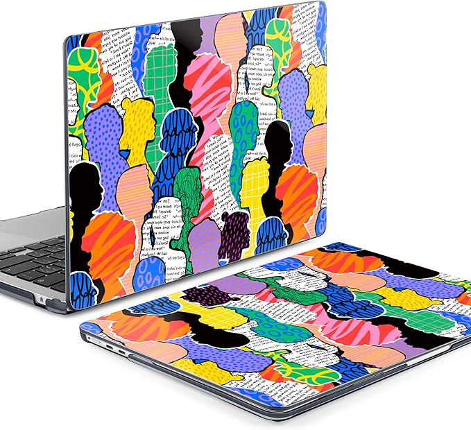 MEEgoodo Case for MacBook Air M4/M3/M2 13.6 inch 2025 2024 2022, Fit Model A3240 A3113 A2681,Compatible with MacBook Air 13 inch, Laptop Hard Shell Case with Keyboard Cover,Diverse People Abstract Art