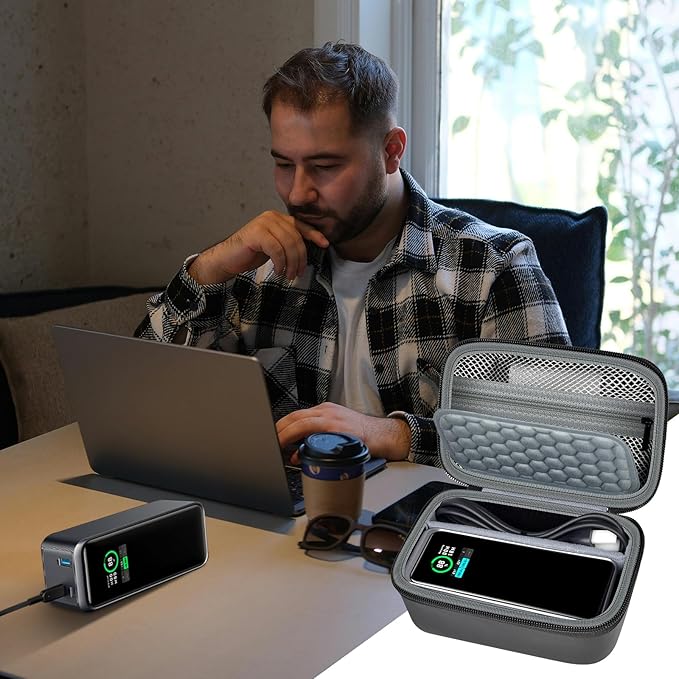 Case Compatible with Anker Prime Power Bank, 27,650mAh/ for Anker Prime Power Bank 20,000mAh Portable Charger with 100W Charging Base, Battery Pack Power Station Organizer, Hold Cable and Charger