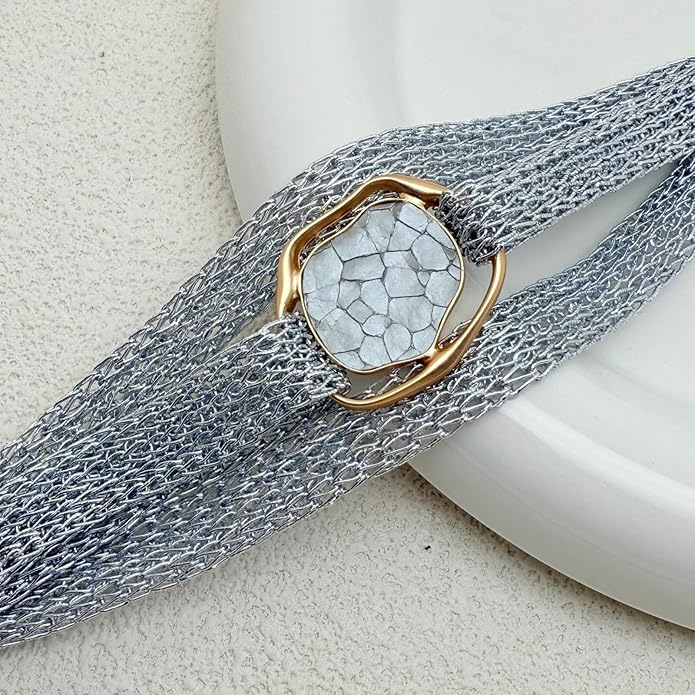 Gold Bracelet for Women Multi Chain Mesh Bracelet Wisted Orb Circle Disc Mesh Wrap bracelet for Women Statement Jewelry