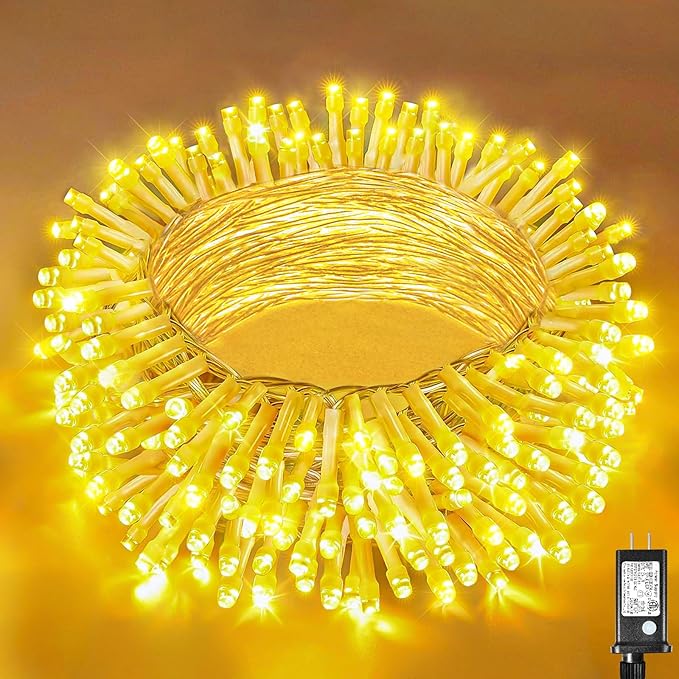 33ft 100 LED Christmas Lights Outdoor Waterproof, Warm White Christmas String Lights Indoor Clear Wire 8 Modes, Plug in Twinkle Fairy String Lights for Bedroom Wedding Classroom Garden Decorations