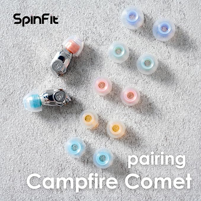 SpinFit W1 for IEM - L - Patented Medical-Grade Silicone Ear Tips, Double W-Shaped Tube Core, More Stability