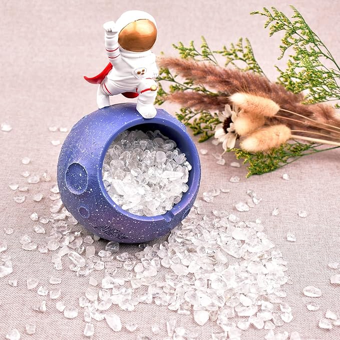 Polished Clear Quartz Crystal Chips 200 Pcs - 0.3", Tumbled Stone Chips Crushed Sea Glass Stones Healing Reiki Crystal Making Home Decoration
