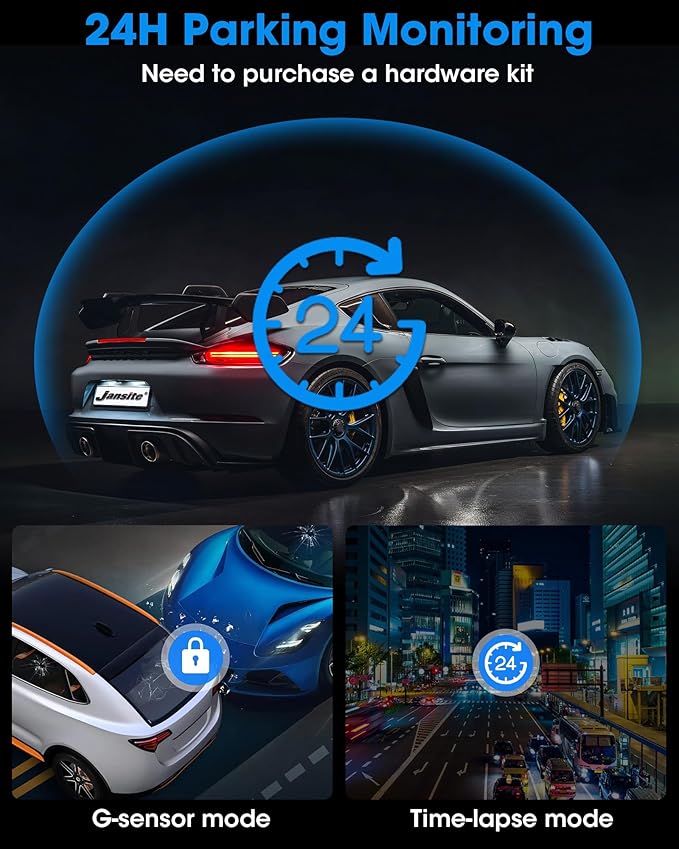WiFi 4K Rear View Mirror Camera 12" Mirror Dash Cam Front and Rear w 64G TF Card WDR & HDR Night Vision Loop Recording 24H Parking Assistance Rear View Mirror Dash Cam 2160P