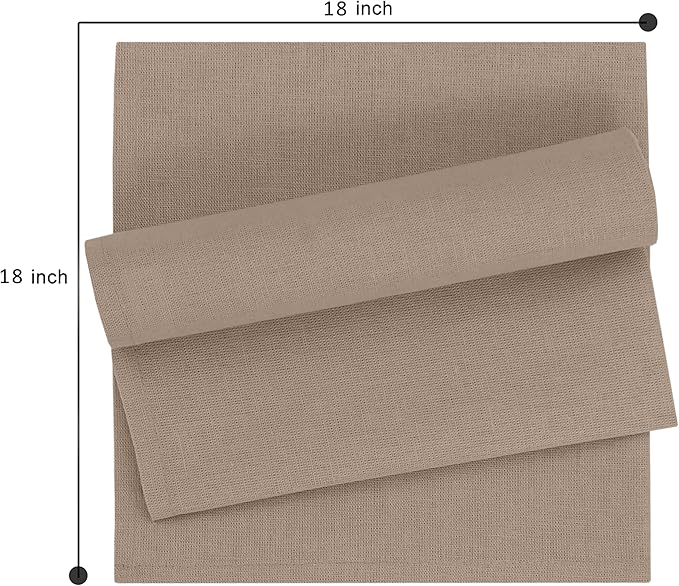 Ruvanti Linen Napkins Set of 12, 18x18 Cloth Napkins, Cotton Linen Blend Napkins Cloth Washable, Soft, Reusable Dinner Napkins for Wedding, Parties, Christmas, Thanksgiving, Everyday Use- Light Taupe