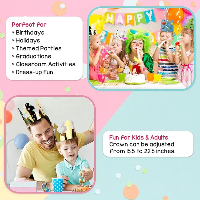 Hygloss Bright Colors Paper Crowns 144 Pack - Paper Crowns for Kids to Decorate - Craft Activity - Blank Crown for Adults - Perfect for Parties, Celebrations - DIY Crown Crafts