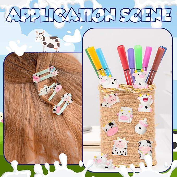 Giegxin 40 Pcs Cow Resin Charm Milk Bottle Cute Animal Accessories Cute Embellishments Bulk for Jewelry Cellphone Case Scrapbooking Headband DIY Craft Making(Cow)