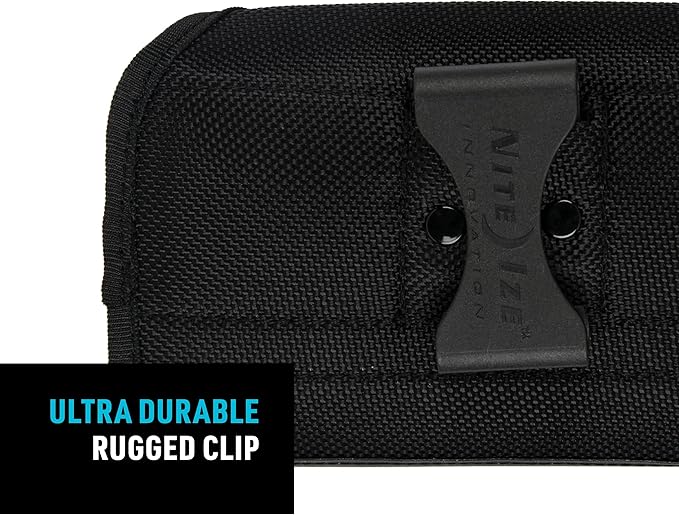 Nite Ize Clip Case Sideways Universal Rugged Holster - Protective Holster for Men's & Women's Belts - Phone Utility Belt Pouch - Phone Accessories - X-Large, Black