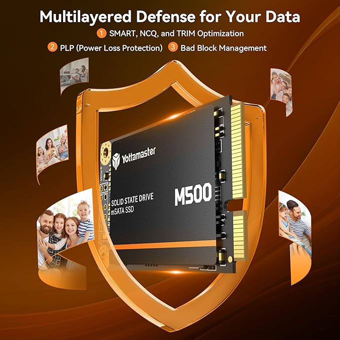 Yottamaster M500 128GB mSATA SSD SATA III 6Gb/s, mSATA Internal Solid State Drive Up to 500MB/s, Mini-SATA with 3D NAND, Compatible with Ultrabooks Desktop PC Laptop, All-in-One PCs, 30x50mm