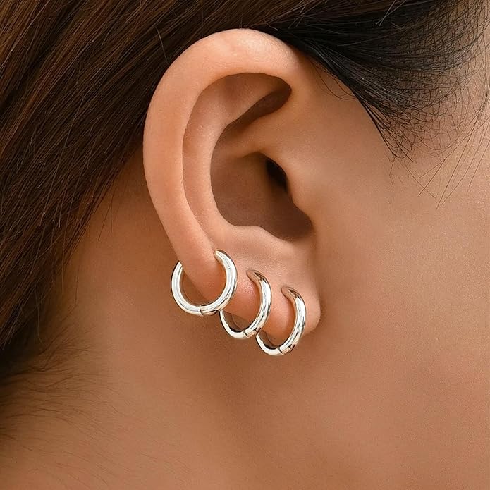 Small Gold Huggie Hoop Earrings Set for Women Men Hypoallergenic 14K Plated Stack Cartilage Earrings, Multiple Piercing Lightweight Mini Thin Cute Dainty Trendy Jewelry Set Christmas Gifts for Women