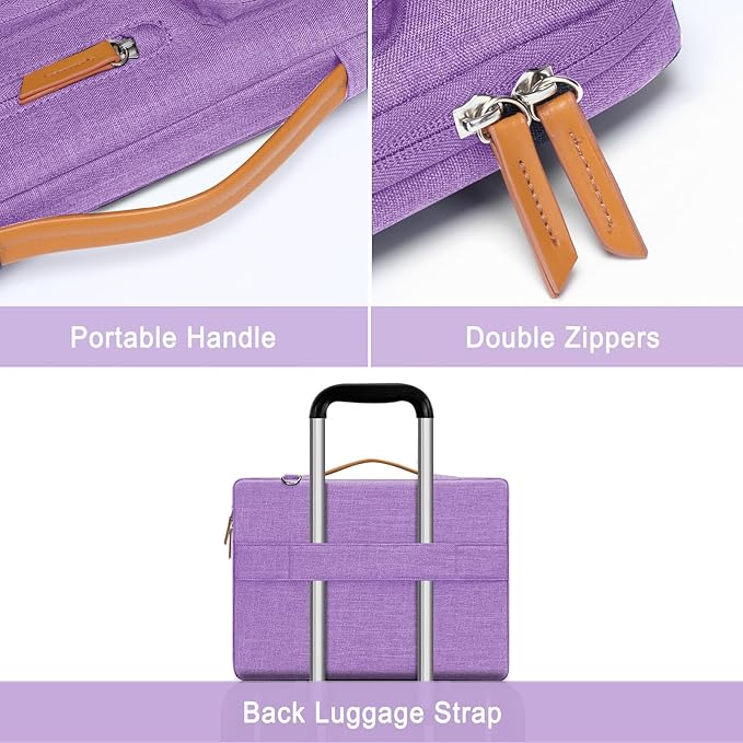 MOSISO 360 Protective Laptop Shoulder Bag,13-13.3 inch Computer Bag Compatible with MacBook, HP, Dell, Lenovo, Asus Notebook,Side Open Messenger Bag with 4 Zipper Pockets&Handle, Lilac