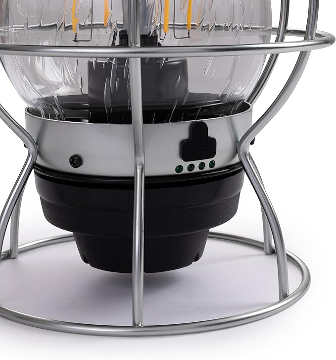Barebones Railroad Lantern – Ocean Blue, Vintage-Inspired LED Camping Lantern with Rechargeable Battery – Adjustable Brightness Outdoor Light for Camping Gear, Backyard, and Home Decor