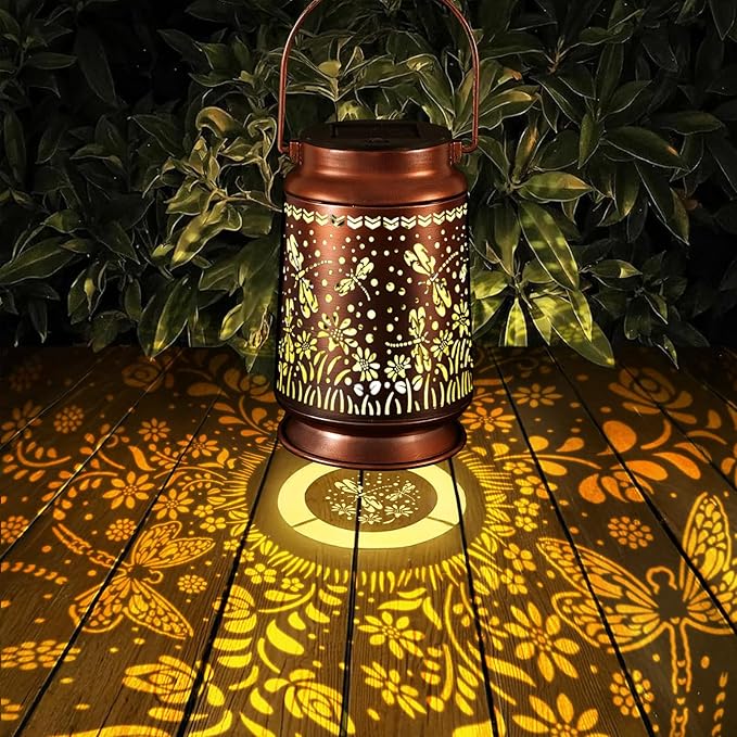 Solar Lanterns Outdoor Waterproof Gifts for Women Grandma Gifts for Mom Butterfly Garden Decor Solar Hanging Lantern Metal 3 Pack for Patio Yard Festival Pathway Landscape