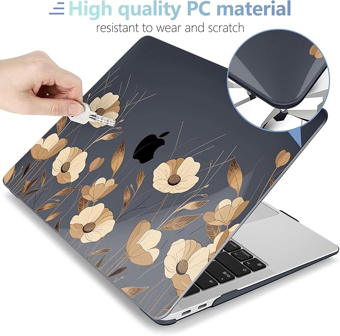 MEEgoodo for MacBook Air 13.3 inch Case 2021 2020 2019 2018 A2337 M1 A2179 A1932, Laptop Shell for MacBook Air M1 with Keyboard Webcam Cover & Trackpad Film & Type C Adapter,A Bouquet Flowers