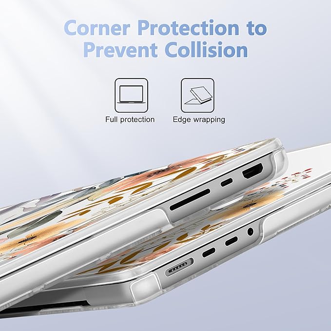 for MacBook Pro 16 inch Case 2021 2022 2023 2024 Release A3186 A3403 M4 A2991 M3 A2780 M2 A2485 M1 Pro/Max, Hard Shell Case with Screen Protector & Keyboard Cover, Watercolor Flowers