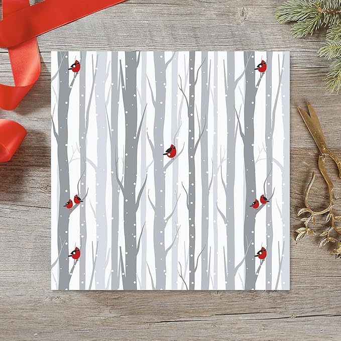 Current Forest Friends Silver Christmas Rolled Wrapping Paper - Premium Jumbo 23-Inch x 32-Foot Gift Wrap Roll, 61 Square Feet Total
