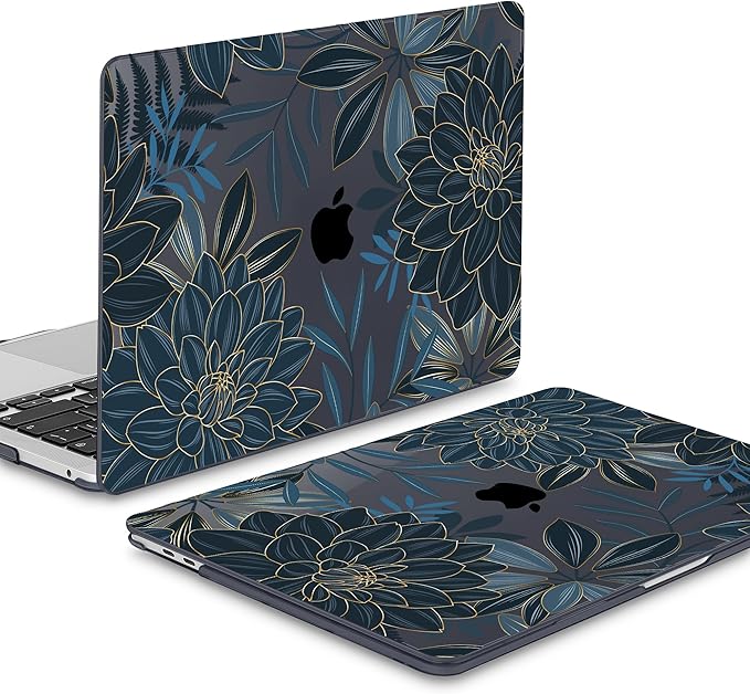 Mektron for MacBook Air 13 Case A1466/A1369 (2010-2017 Release), Snap-on Plastic Hard Shell Cover for MacBook Air 13.3 inch with Keyboard Cover, Dahlia Flower C035