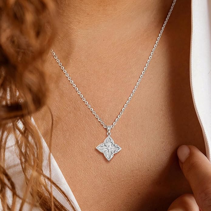 Fettero Gold Clover Necklace for Women Dainty 14K Gold Plated CZ Pendant Necklace Adjustable Chain Choker Charm Colorful Clover Pendant Lucky Necklaces for Women Jewelry