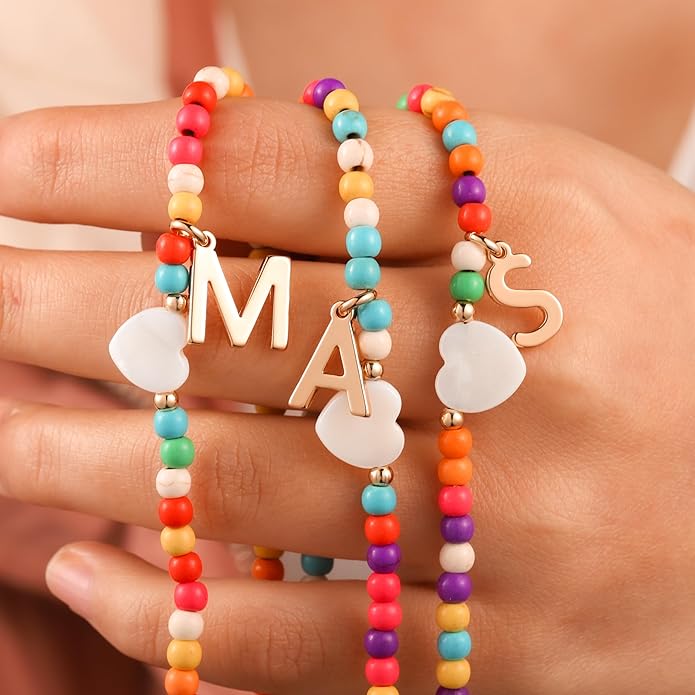 Ursteel Valentines Gifts for Kids Teen Girls - Trendy Beaded Choker Necklace for Women Teen Girl, Handmade Letter Necklace Valentines Galentines Day Gifts Women Girls Jewelry