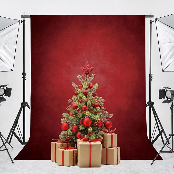 Abstract Professional Photography Backdrop for Portrait Photo Props Booth Background Photoshoot Studio with Polyester Fabric Roller Pocket on Top (8x10ft,Red,No Stand)