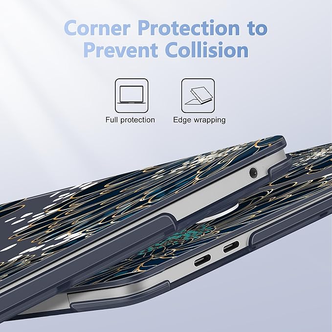 Case for MacBook Pro 13 inch with/Without Touch Bar (2016-2022, M2 A2338 M1 A2289 A2251 A2159 A1989 A1706 A1708), Hard Shell + Keyboard Cover + Dust Plug, Luxury Floral