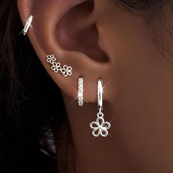 Small Gold Huggie Hoop Earrings Set for Women Men Hypoallergenic 14K Plated Stack Cartilage Earrings, Multiple Piercing Lightweight Mini Thin Cute Dainty Trendy Jewelry Set Christmas Gifts for Women