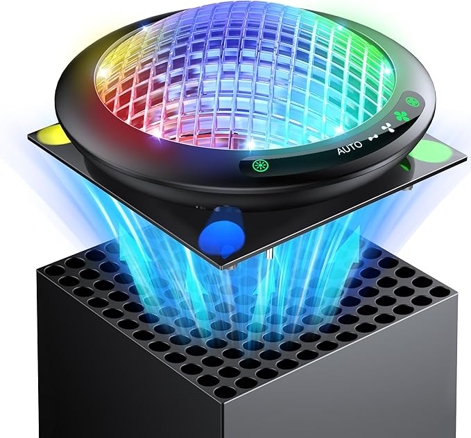 UFO Cooling Fan for Xbox Series X with 11 RGB Lights, Auto Cooling System Fan Speed Adjustable by Temperature for Xbox Series X Console, Efficient Cooler Fan Accessories, Low Noise, 3 Speed, USB Port