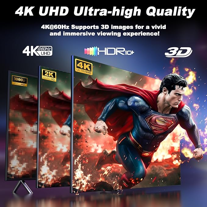 HDMI Switch 3 in 1 Out, 4K@60Hz Switcher, Auto-Switching HDMI 2.0 Switcher with Remote, HDCP 2.2/HD R/3D, Works with PS5/PS4/Switch/Xbox/PC